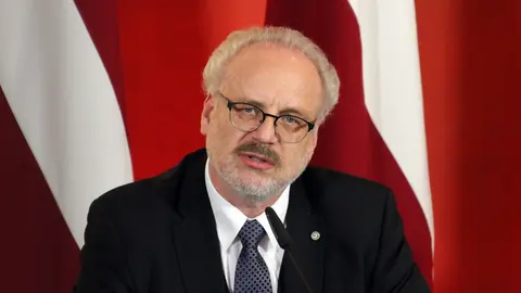 FILED - 29 May 2019, Latvia, Riga: Egils Levits, the new President of Latvia, speaks at a press conference in the Red Hall of the Latvian Parliament in Riga. Levits has tested positive for the coronavirus, his office announced on Thursday. Photo: Alexander Welscher/dpa