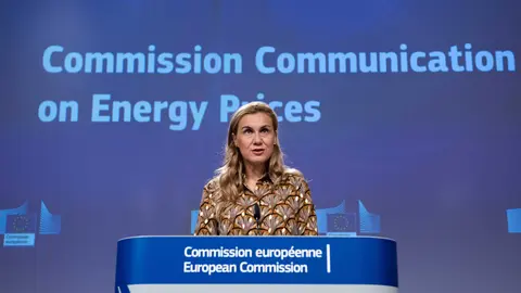 HANDOUT - 13 October 2021, Belgium, Brussels: European Commissioner for Energy Kadri Simson speaks during a press conference on Energy price crisis following a meeting of the European Commission. Photo: Jennifer Jacquemart/European Commission/dpa - ATTENTION: editorial use only and only if the credit mentioned above is referenced in full