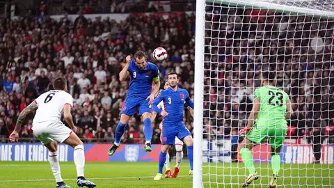 FILED - England's Harry Kane (2nd L) scores his side's second goal during the 2022 FIFA World Cup European Qualifiers Group I soccer match between England and Albania at Wembley Stadium. Photo: John Walton/PA Wire/dpa.
