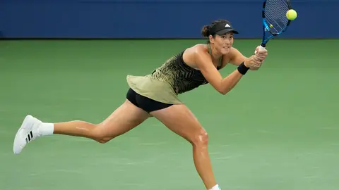 FILED - Spanish tennis player Garbine Muguruza in action against German Andrea Petkovic during their women's singles second round tennis match of the US Open tennis championships, at Billy Jean King Ntional Tennis Center. Photo: Leslie Billman/CSM via ZUMA Wire/dpa.