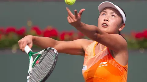 November 17, 2021: Fears are growing about the safety and whereabouts of a Chinese tennis star, who has remained unheard from since she accused a former Chinese official of sexual assault. Peng Shuai, 35, a former No. 1 globally ranked tennis player, wrote in her verified Weibo microblog about what she decribed as the years-long affair she had with former vice premier Zhang Gaoli, and how she had been allegedly sexually assaulted by him. FILE IMAGE SHOT ON: March 17, 2011, Indian Wells, California, U.S - Shuai Peng (CHN) in action during the women's quarterfinals of the 2011 BNP Paribas Open held at the Indian Wells Tennis Garden in Indian Wells, California. Peng loss with a score of 6-2, 5-7, 6-3. (Credit Image: © Gerry Maceda/ZUMAPRESS.com Photo: Gerry Maceda/ZUMA Wire/dpa.