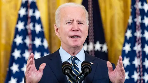 December 6, 2021, Washington, District of Columbia, USA: President JOE BIDEN speaking in the East Room of the White House about the Build Back Better Act and its impact on prescription drug costs. (Credit Image: © Michael Brochstein/ZUMA Press Wire Photo: Michael Brochstein/ZUMA Press Wire/dpa.