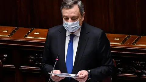 15 December 2021, Italy, Rome: Italian Prime Minister Mario Draghi reports to the Italian Lower House ahead of this week's European Council summit. Photo: Riccardo Antimiani/ANSA via ZUMA Press/dpa.