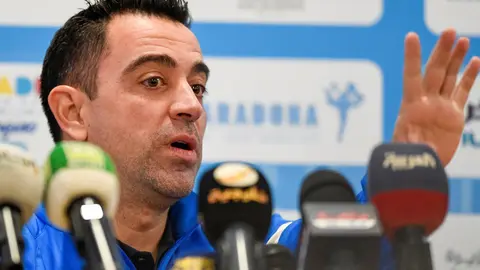 13 December 2021, Saudi Arabia, Riyadh: Barcelona's head coach Xavi Hernandez speaks during a press conference ahead of the Maradona Cup friendly soccer match against Boca Juniors, which to take place in honour of the memory of of Argentine footballing legend Diego Armando Maradona. Photo: -/Saudi Press Agency/dpa