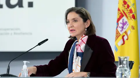 The Minister of Industry, Commerce and Tourism, Reyes Maroto, during the press conference after the Council of Ministers. Photo: La Moncloa.