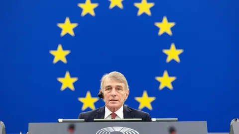 FILED - 15 December 2021, France, Strasbourg: European Parliament President David Sassoli chairs a plenary session at the European Parliament in Strasbourg. Photo: Alexis Haulot/EU Parliament/dpa - ATTENTION: editorial use only and only if the credit mentioned above is referenced in full.