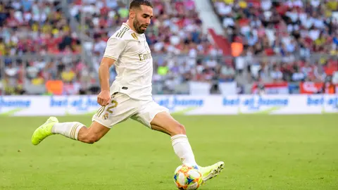 FILED - 30 July 2019, Bavaria, Munich: Real Madrid's Daniel Carvajal in action during the Audi Cup soccer match between Real Madrid and Tottenham Hotspur at the Allianz Arena. Photo: Matthias Balk/dpa.