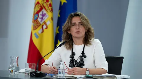 The Third Deputy Prime Minister  and Minister for the Ecological Transition and the Demographic Challenge, Teresa Ribera, during the press conference after the Council of Ministers. Photo: La Moncloa.