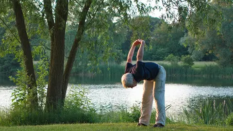 Yoga elderly retired retirement old man by Pixabay.