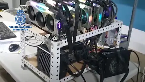 Police Spain cryptocurrency farm bitcoin by Policia Nacional