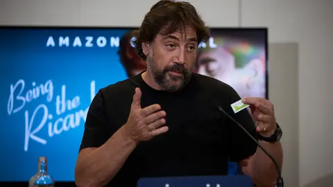 08 February 2022, Spain, Madrid: Spanish actor Javier Bardem speaks during a press conference at the Hotel Urso after being nominated for the Best Actor award of the 94th Oscars Academy Awards, for his movie "Being the Ricardos". The 94th Academy Awards is scheduled to take place in Hollywood on March 27. Photo: Jesús Hellín/EUROPA PRESS/dpa.