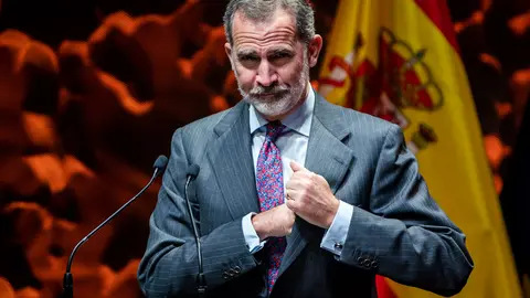 FILED - 01 February 2022, Spain, Madrid: Felipe VI, King of Spain, attends the Codespa Awards ceremony at CaixaForum Madrid. King Felipe has tested positive for coronavirus. Photo: A. Pérez Meca/EUROPA PRESS/dpa.