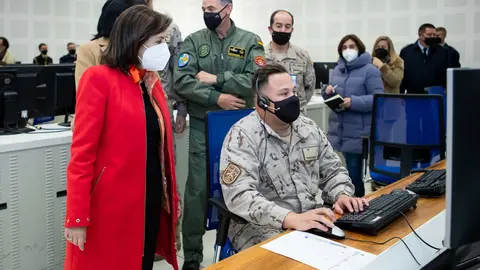 12/29/2021 Minister of Defence Margarita Robles during a recent visit to Ala 12 at the Torrejón Air Base Photo:Ricardo Pérez/MDE.