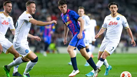17 February 2022, Spain, Barcelona: Barcelona's Pedri in action during the UEFA Europa League play-offs first leg soccer match between FC Barcelona and SSC Napoli at Camp Nou. Photo: Gerard Franco/Gerard Franco/DAX via ZUMA Press Wire/dpa.