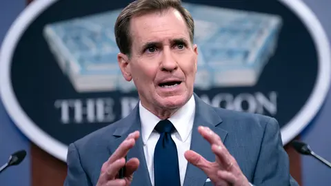 23 February 2022, US, Arlington: Pentagon Press Secretary John Kirby speaks during a press conference at the Pentagon. US Defense Secretary Lloyd Austin ordered about 800 soldiers to deploy from Italy to the Baltic region. Photo: Lisa Ferdinando/Dod/Planet Pix via ZUMA Press Wire/dpa.