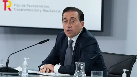 01/11/2022. The Minister of Foreign Affairs, European Union and Cooperation, Jose Manuel Albares at a press conference after the meeting of the Council of Ministers. Photo: Moncloa.