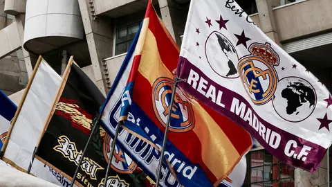 Real Madrid flags outside the Santiago Bernabeu stadium. Photo: Pixabay.
