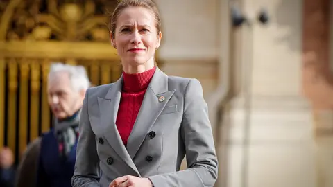 11 March 2022, France, Versailles: Prime Minister of Estonia Kaja Kallas arrives at the Palace of Versailles on the second day of the EU Summit, where the heads of states and governments of the EU are meeting to discuss the current developments after the Russian attack on Ukraine. Photo: Kay Nietfeld/dpa.