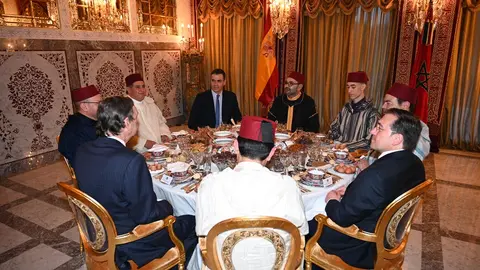 07/04/2022. Prime Minister Pedro Sánchez met in Rabat with the King of Morocco Mohammed VI, with whom he held a meeting in which they discussed the new stage opened in relations between Spain and Morocco. Photo: La Moncloa.