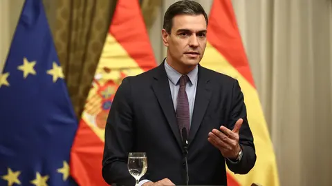 16/03/2022. Prime Minister Pedro Sánchez, during a joint press conference that he offered with the Prime Minister of Slovakia, Eduard Heger. Photo: La Moncloa.