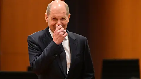 13 April 2022, Berlin: German Chancellor Olaf Scholz reacts ahead of the weekly German cabinet meeting at the Chancellor's Office. Photo: John Macdougall/AFP/POOL/dpa.