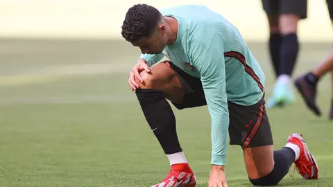 FILED - 18 June 2021, Bavaria, Munich: Portugal's Cristiano Ronaldo takes part in a training session at for the team at the Allianz Arena ahead of Saturday's UEFA EURO 2020 Group F soccer match against Germany. Cristiano Ronaldo and his partner have announced that one of their newborn twins has died. Photo: Christian Charisius/dpa.