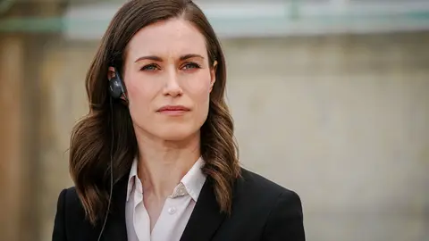 03 May 2022, Brandenburg, Meseberg: Prime Minister of Finland Sanna Marin holds a press conference with German Chancellor Olaf Scholz (not pictured) and Prime Minister of Sweden Magdalena Andersson (not pictured) in front of Meseberg Palace, the German government's guest house, where the federal cabinet is meeting for a two-day closed meeting. The two heads of government came to the closed meeting as guests. Photo: Kay Nietfeld/dpa.