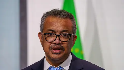 FILED - 16 February 2022, Hessen, Marburg: Tedros Adhanom Ghebreyesus, Director General of the World Health Organization, speaks to the press. The chief of the World Health Organization called on pharmaceutical companies to lower their prices for Covid-19 drugs in order to make them more widely available. Photo: Andreas Arnold/dpa.