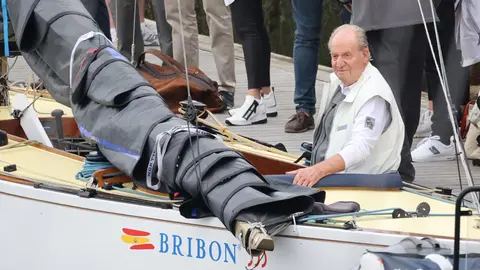 21 May 2022, Spain, Sanxenxo: Juan Carlos I, former king of Spain, attends 3rd Regatta of the IV Circuit Spain Cup sailing event. Photo: Raúl Terrel/EUROPA PRESS/dpa.