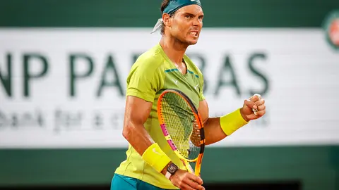 03 June 2022, France, Paris: Spanish tennis player Rafael Nadal celebrates a point against German Alexander Zverev during their men's singles semifinal match of the French Open Grand Slam tournament. Photo: Matthieu Mirville/ZUMA Press Wire/dpa.