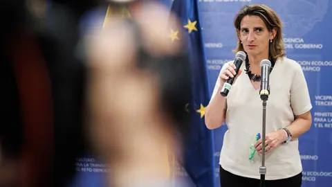 08 June 2022, Spain, Madrid: Spanish Minister for the Ecological Transition and the Demographic Challenge Teresa Ribera, gives a statement to the media. Photo: Alejandro Martínez Vélez/EUROPA PRESS/dpa.