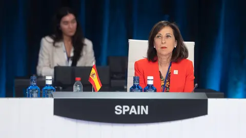 29 June 2022, Spain, Madrid: Spanish Minister of Defence Margarita Robles attends a meeting of the Ministers of Foreign Affairs and Defence during the NATO Summit. Photo: A.Ortega.Pool/EUROPA PRESS/dpa.