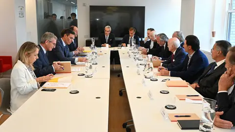 22/09/2022. The President of the Government of Spain, Pedro Sánchez, during the working breakfast with investors in New York. Photo: La Moncloa.