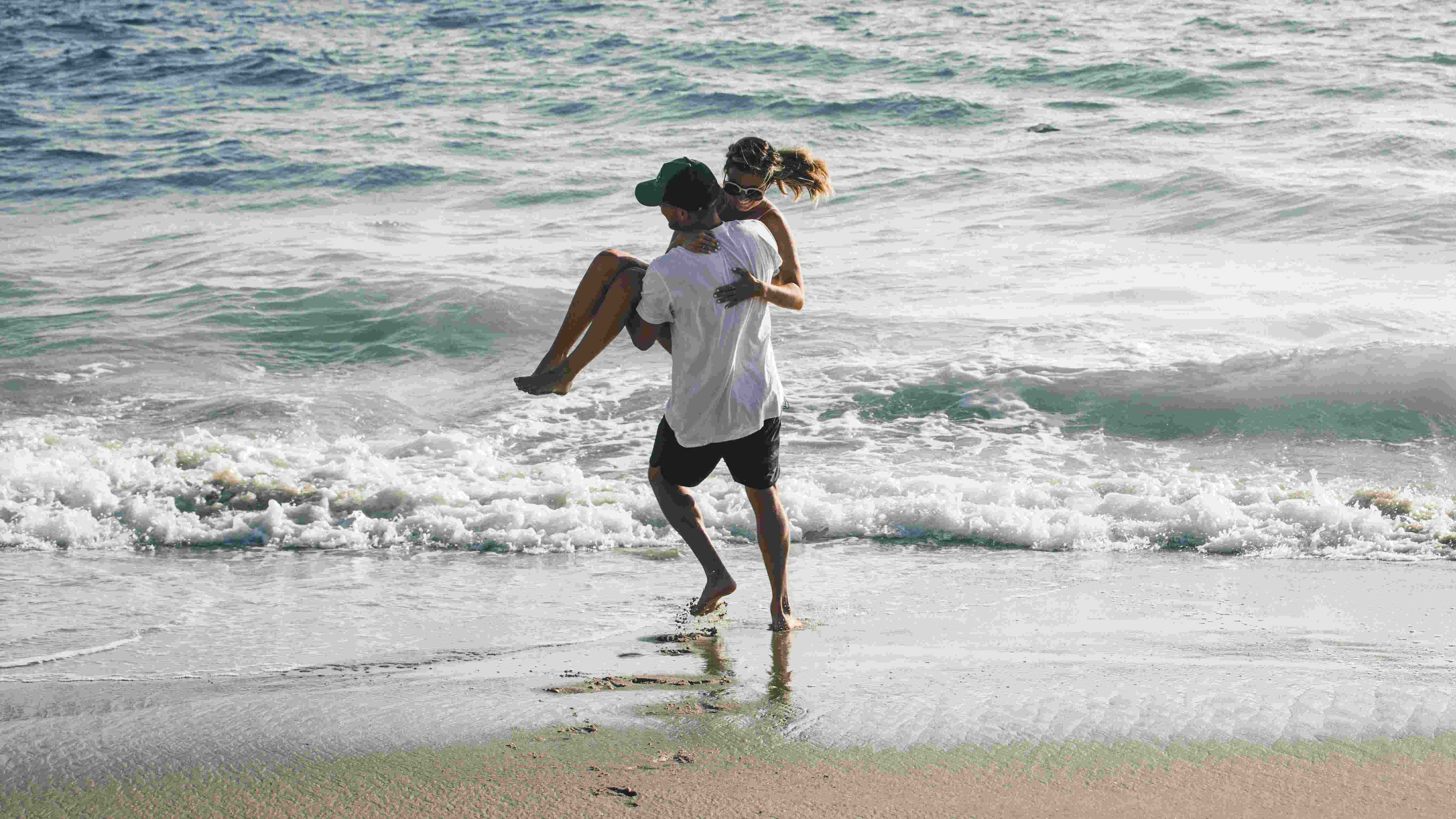 Couple man woman beach