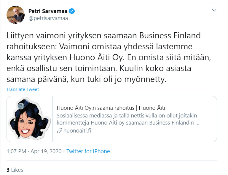 Petri-Sarvamaa-tweet