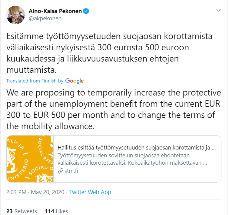 Aino-Kaisa-Pekonen-Twitter-Tweet