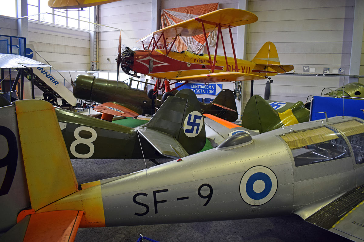 Finnish aircraft with the swastika at the Finnish aviation museum (Aviapolis), in Vantaa. Photo: Pablo Morilla.