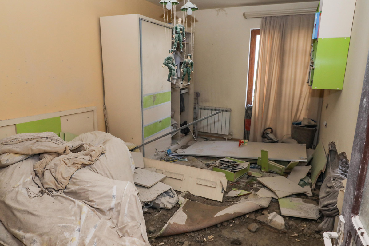 HANDOUT - 27 September 2020, Azerbaijan, Stepanakert: A view inside a damaged flat after a shelling on Stepanakert, the capital city of the self-proclaimed Republic of Nagorno-Karabakh, also known as Artsakh. Heavy fighting has broken out in the disputed Nagorno-Karabakh region in the southern Caucasus between neighbouring Azerbaijan and Armenia, both militaries said on Sunday. Photo: Edgar Kamalyan/Armenian Foreign Ministry /dpa.