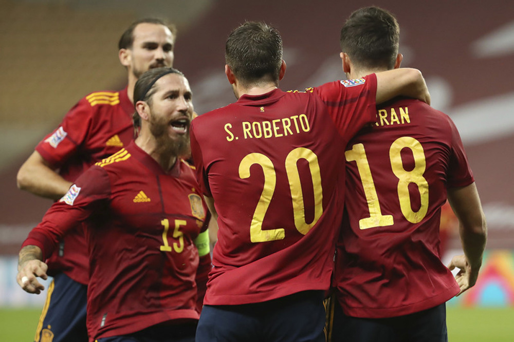 November 17, 2020, Sevilla, Spain: Ferran Torres of Spain celebrate a goal during the UEFA Nations League group stage match between Spain and Germany at La Cartuja in Sevilla, Spain. (Credit Image: © Indira/DAX via ZUMA Wire Photo: Indira/dpa.
