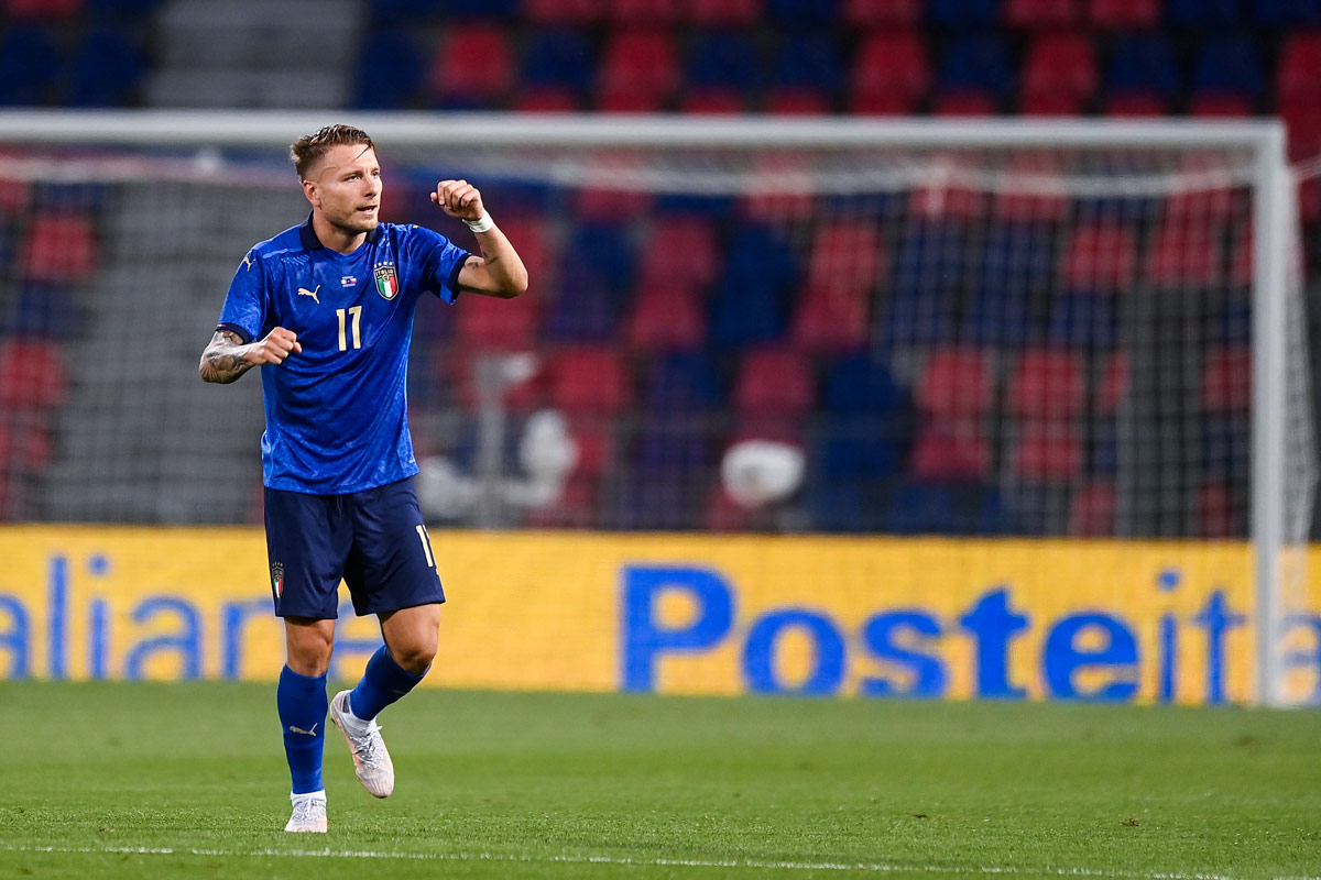 04 June 2021, Italy, Bologna: Italy's Ciro Immobile celebrates scoring his side's first goal during the International friendly soccer match between Italy and Czech Republic at Renato Dall'Ara Stadium. Photo: Fabio Ferrari/LaPresse via ZUMA Press/dpa
