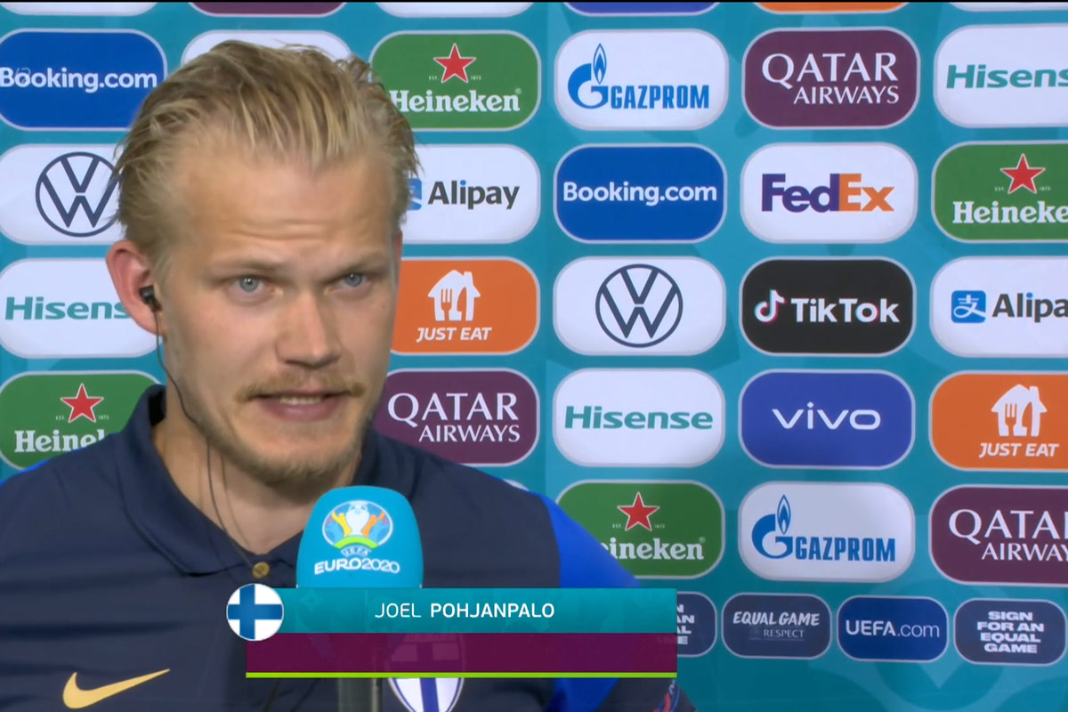 The scorer, Joel Pohjanpalo. Image: screenshot from TV.