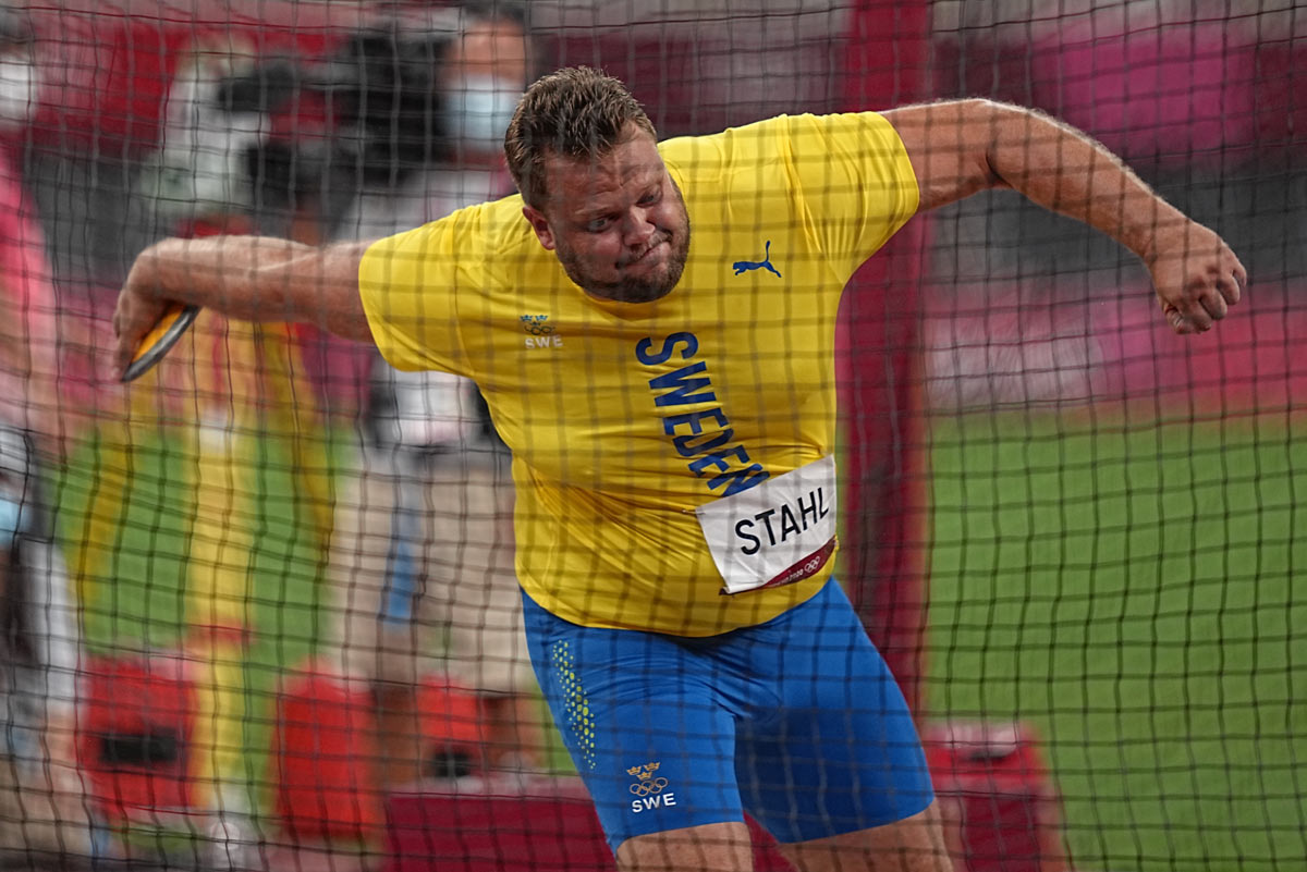 31 July 2021, Japan, Tokyo: Sweden's Daniel Stahl in action during the Men's Discus Throw Final at Olympic Stadium as part of the Tokyo 2020 Olympic Games. Photo: Michael Kappeler/dpa