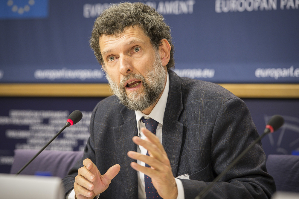 FILED - 11 December 2014, Belgium, Brussels: Osman Kavala, Turkish philanthropist, entrepreneur and rights defender, speaks at a press conference at the EU Parliament. Kavala refused on Friday to attend any future court hearings, arguing that he can no longer expect a fair trial after President Recep Tayyip Erdogan lashed out this week at international calls for his release. Photo: Wiktor Dabkowski/dpa