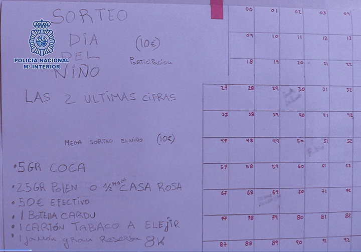 Template with the bets for the El Nino Lottery draw. Photo: Policia Nacional.