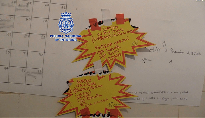 Template with the bets for the Christmas Lottery draw. Photo: Policia Nacional.