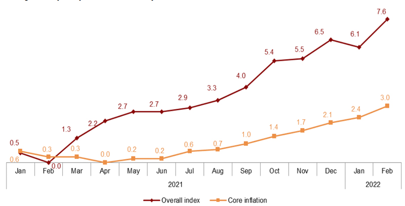 11/03/2022. CPI annual rate
General and underlying index. Source: INE.