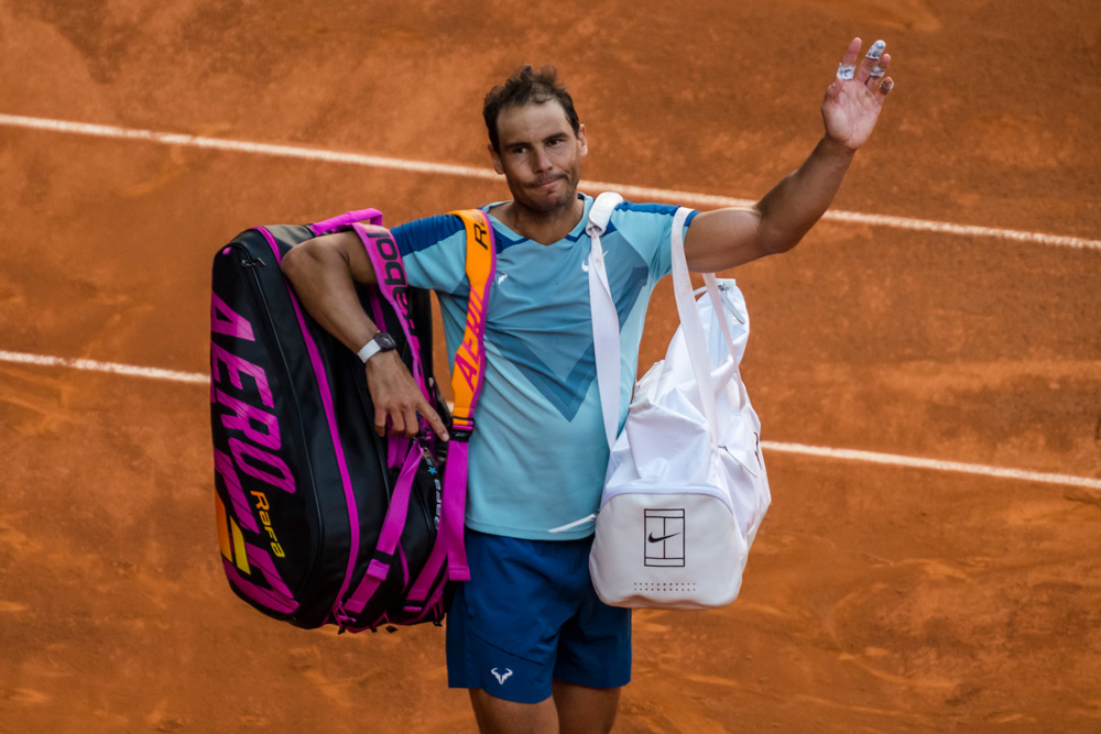 06 May 2022, Spain, Madrid: Spanish tennis player Rafael Nadal walks off the court after his defeat against countryman Spain's Carlos Alcaraz in their men's singles quarter-final match of the Madrid Open tennis tournament at the Manolo Santana stadium. Photo: Matthias Oesterle/ZUMA Press Wire/dpa.
